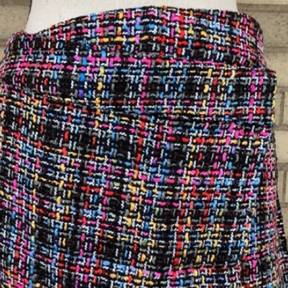Blush Noir Black Blue Multicolor Tweed Wrap Skirt NWT - Picture 7 of 16